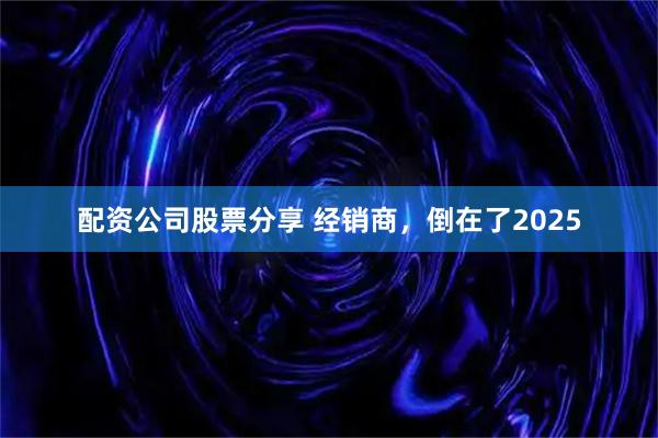 配资公司股票分享 经销商，倒在了2025